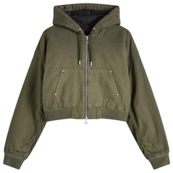 $350 Travis Scott x Jordan Hooded Canvas Jacket Women’s M Cargo Khaki FD9113-325 - Picture 3 of 7